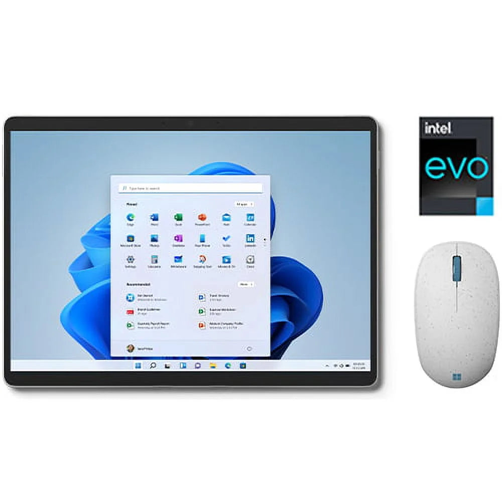 Microsoft Surface Pro 8 13 Tablet Intel Core i5-1135G7 8GB RAM 256GB SSD Platinum + Microsoft Ocean Plastic Wireless Scroll Mouse Seashell