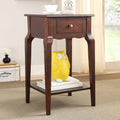 Weston Home Catalpa 28 High Wood End Table with Drawer and Shelf, Espresso