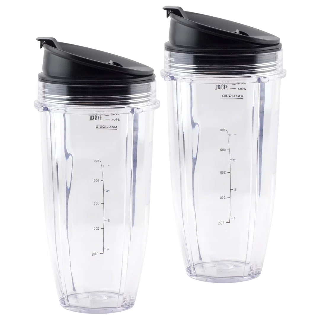 2 Pack 24 oz Cup with Sip & Seal Lid Replacement Parts 483KKU486 408KKU641 Compatible with Nutri Ninja Auto-iQ BL480 BL640 CT680 Blenders