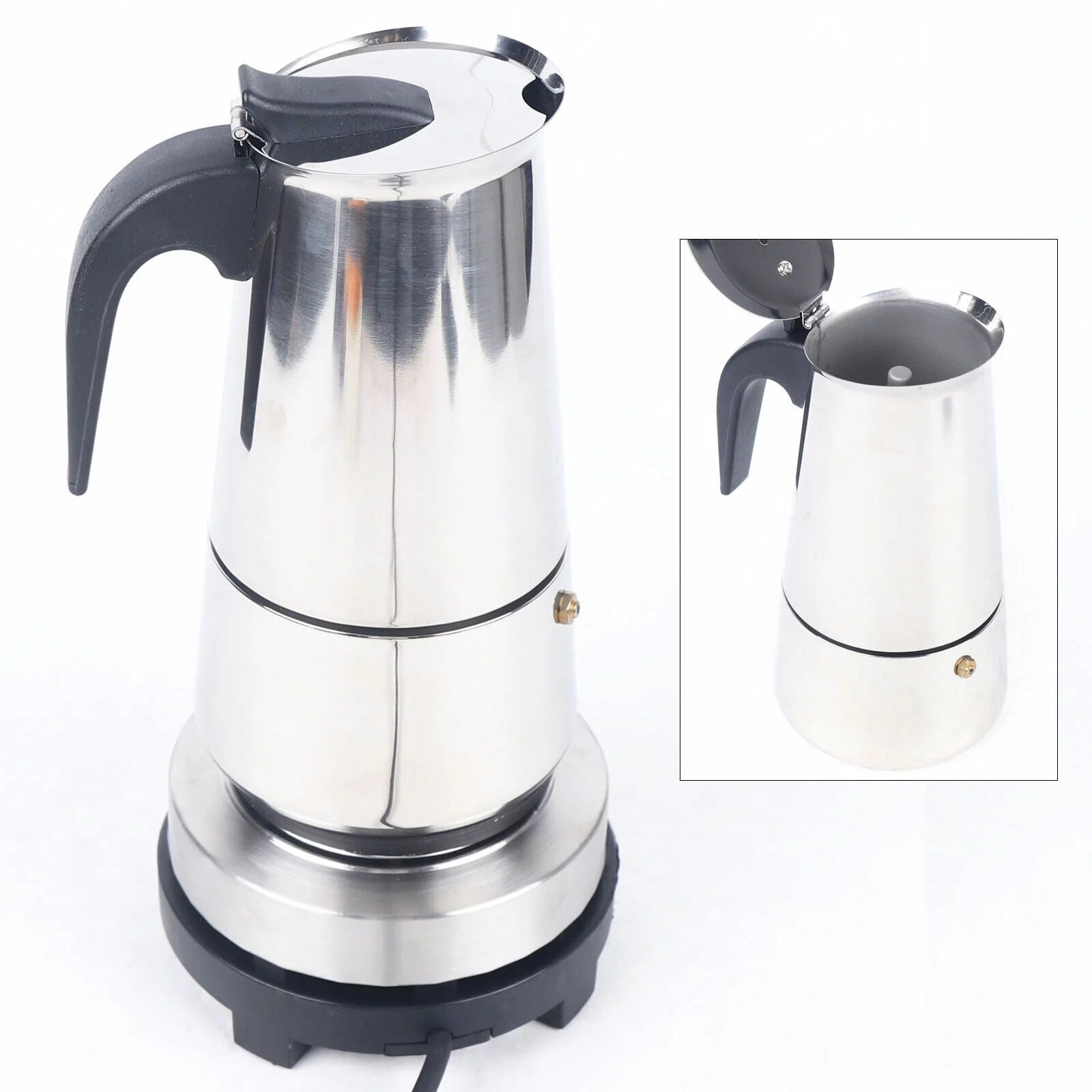 Miumaeov 450ml 9 Cups Espresso Maker Stainless Steel Coffee Infusing W/Electric Stove