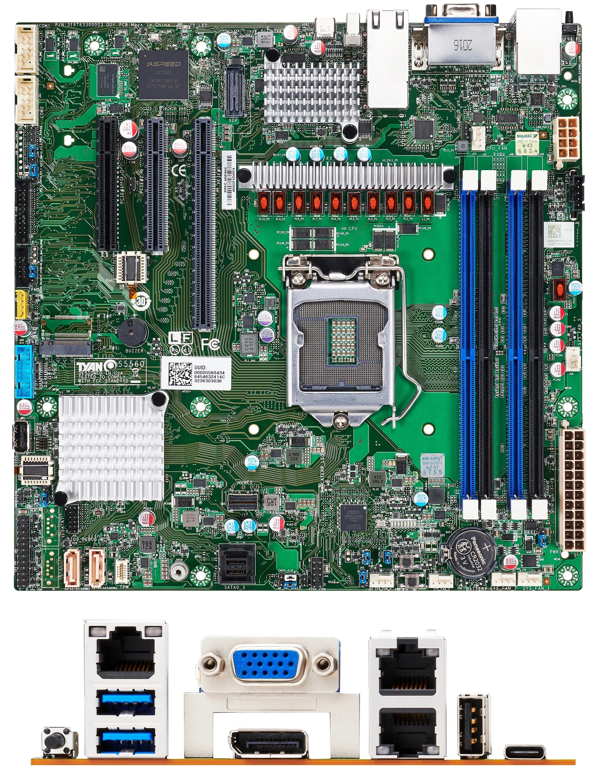 Tyan Tempest CX S5560 S5560GM2NRE-2T Motherboard - Intel C252 Chipset - LGA 1200 Socket - DDR4 3200 128GB ECC UDIMM - 10GbLAN micro ATX