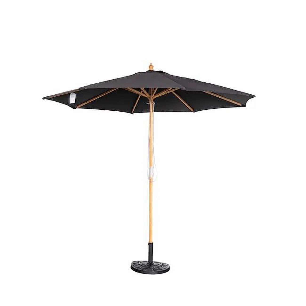 Blue Wave  9 ft. Cenote Wood Pole Octagon Market Patio Umbrella with Breez-Tex Canopy, Black