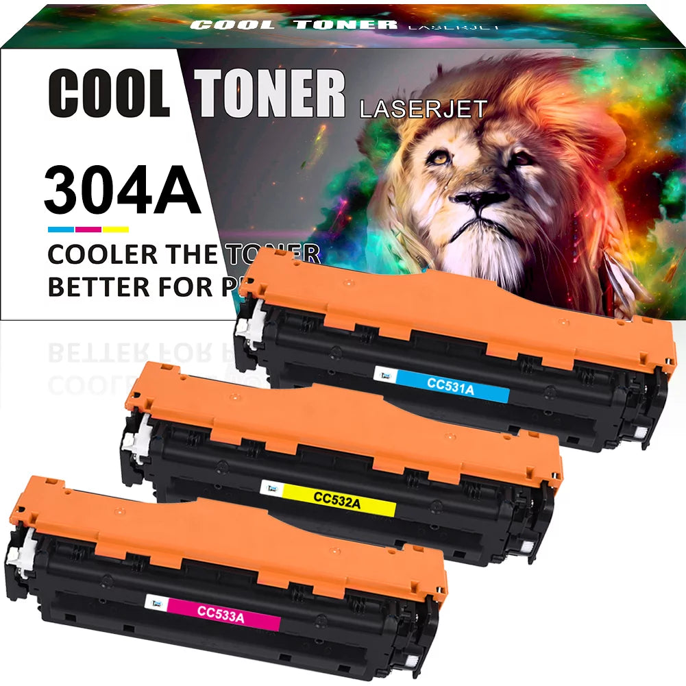 Cool Toner Compatible Toner for HP 304A CC531A CC532A CC533A Used for Color Laserjet CM2320nf CM2320n CM2320fxi CM2320 CP2025 CP2025dn CP2025n Printer Ink Cyan Magenta Yellow, 3-Pack