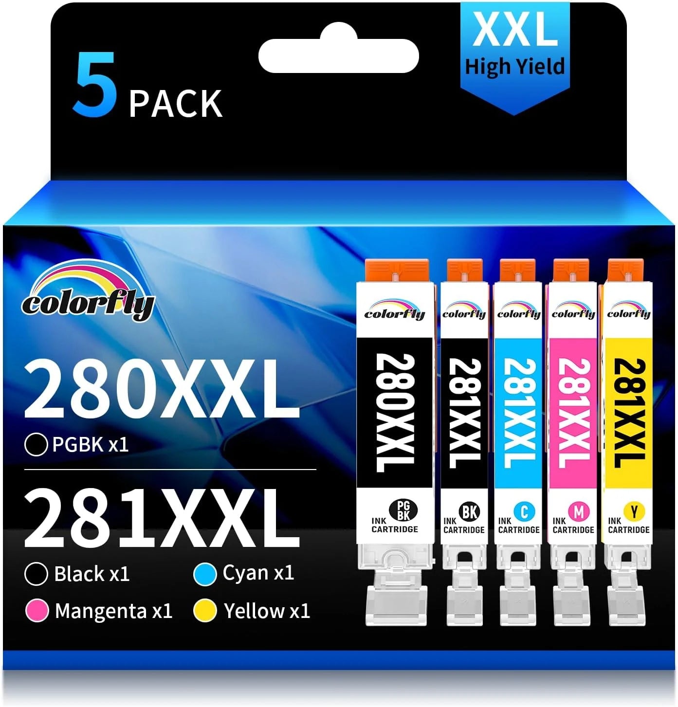 colorfly Compatible PGI-280XXL CLI-281XXL Ink Cartridges Replacement for Canon 280 281 XXL to Use with PIXMA TR8620a