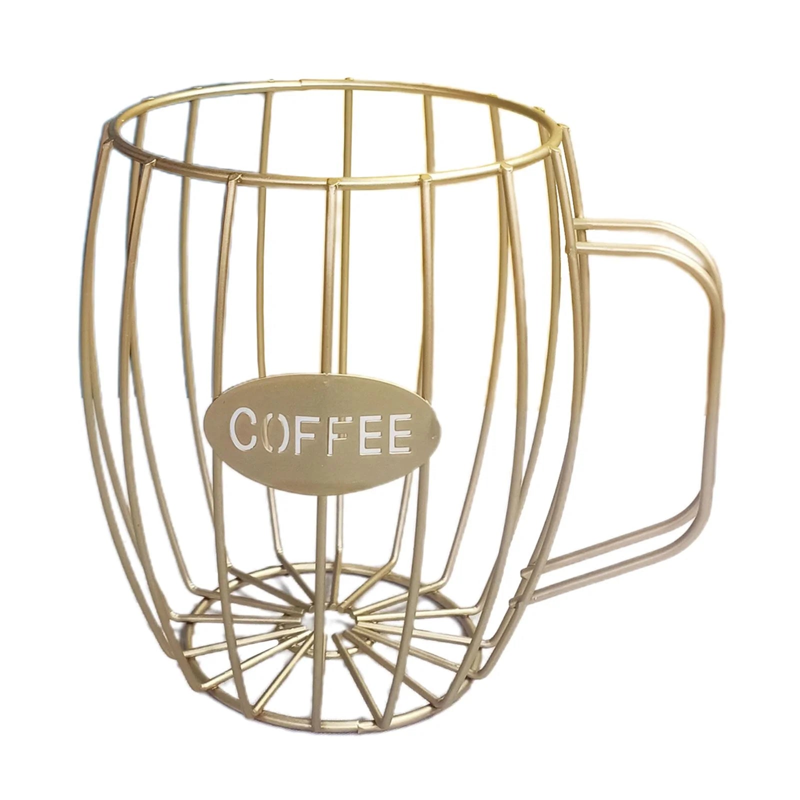 Coffee Holder Coffee Storage Basket,Coffee Pod Stand,Multipurpose Coffee Cup Basket Pod Organizer Gold