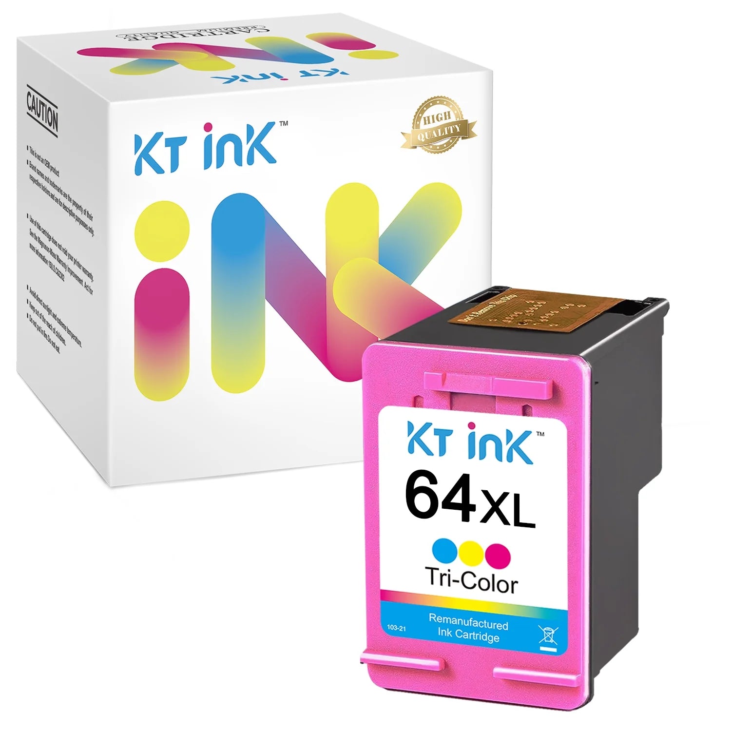 KT INK for HP 64 64XL Color Ink Cartridge for HP Printer, Compatible for Envy Photo 6255 6252 6258 7130 7132 7855 7155 7858 7164 6222 6230 7830 7864, Inspire 7255e 7955e 7900e, Tango Printer 1 Pack
