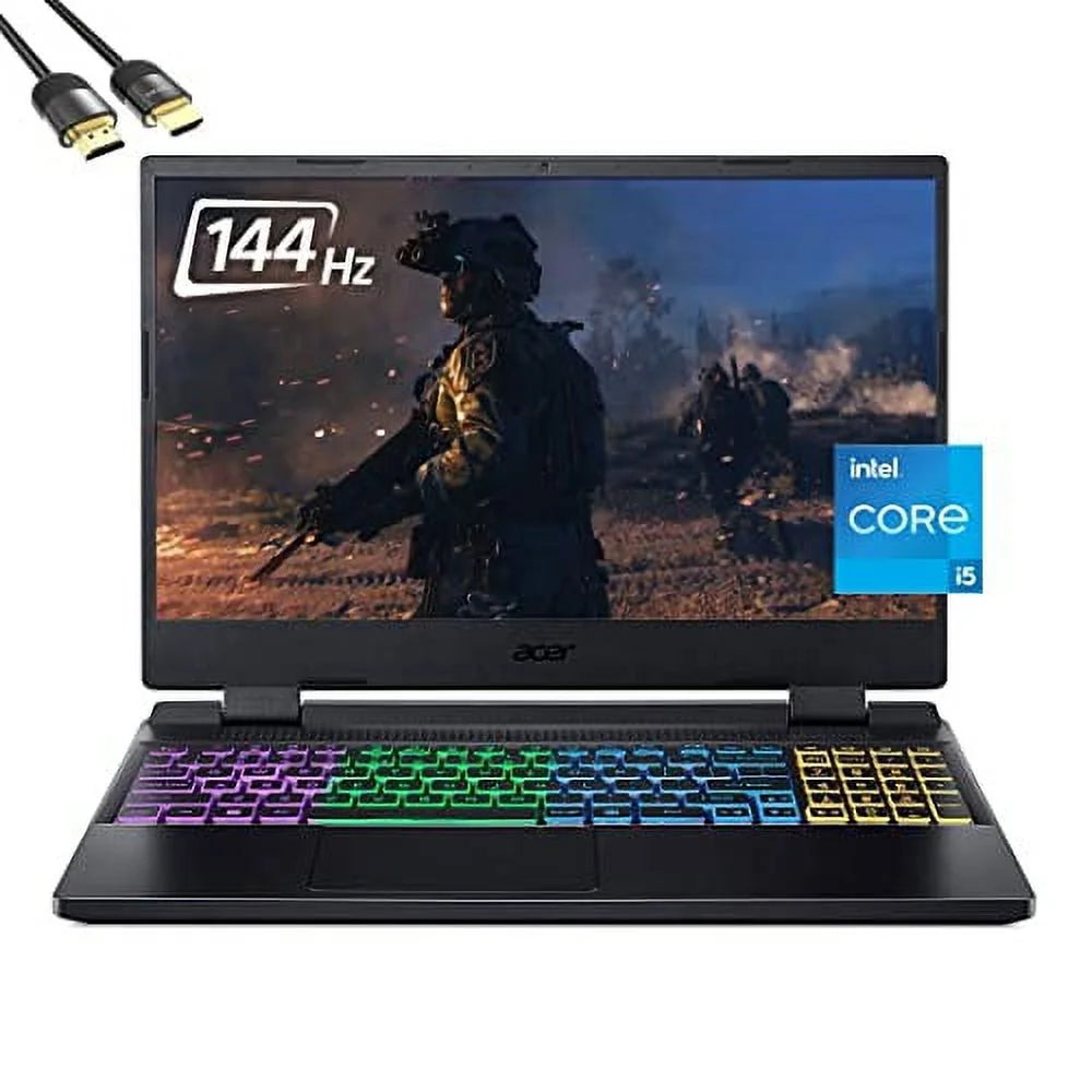 acer Nitro 5 Gaming Laptop, 15.6 FHD 144Hz IPS, 12th Gen Intel 12-Core i5-12500H, GeForce RTX 3060 140W, 32GB RAM, 1TB PCIe SSD+1TB HDD, VR Ready, TB4, WiFi6, 4-Zone RGB, SPS HDMI 2.1 Cable, Win 11