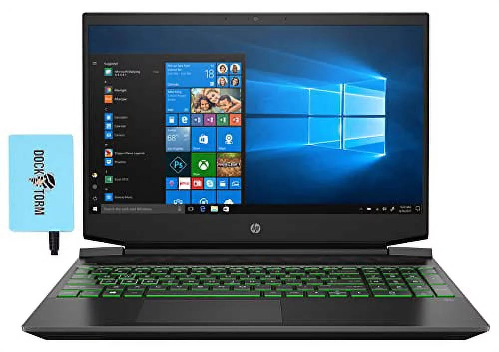 HP Pavilion 15z 15.6 144Hz FHD IPS Gaming Laptop (AMD Ryzen 5 5600H 6-Core, 8GB RAM, 128GB m.2 SATA SSD + 1TB HDD, GTX 1650 4GB, Green Backlit KYB, WiFi 6, BT 5.2, RJ-45, Win 11 Home) w/Hub