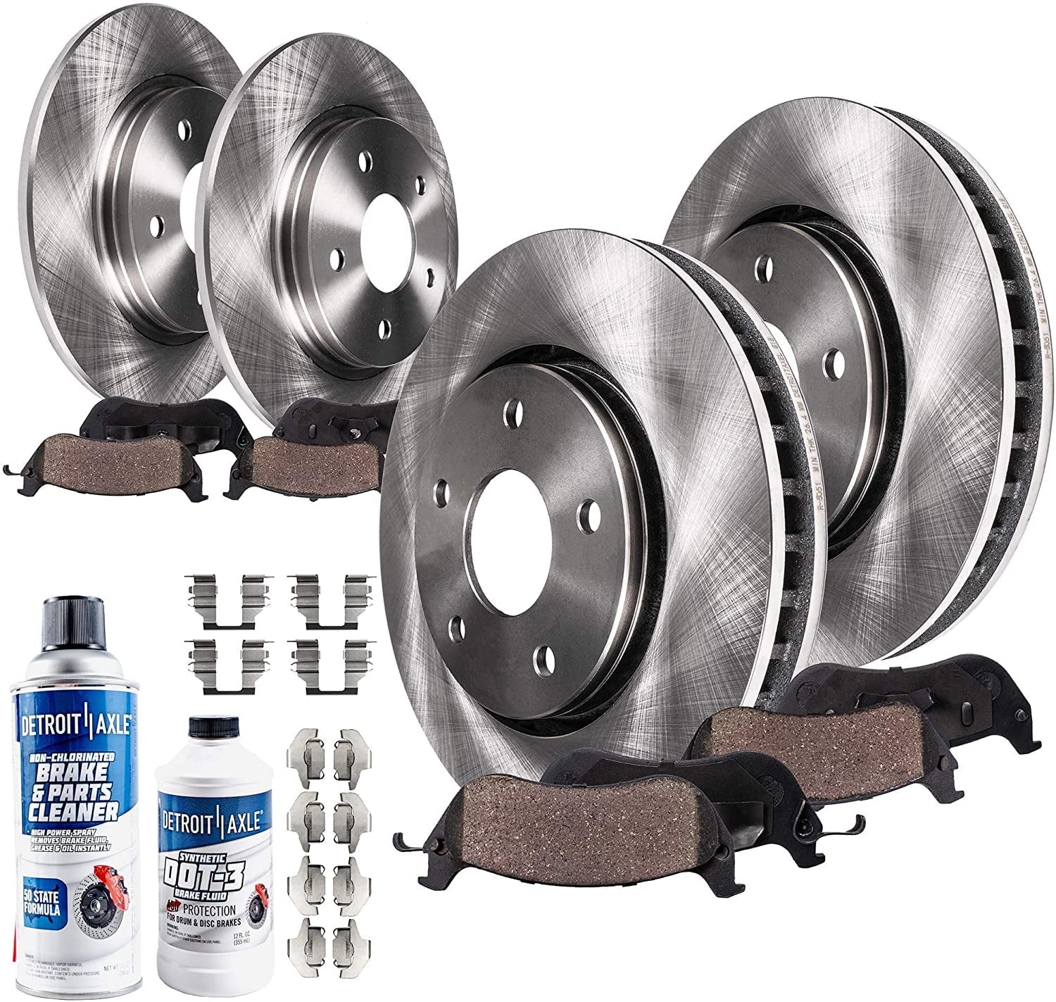 Detroit Axle - 300mm Front 260mm Rear Rotors Brake Pads w/Cleaner Fluid Replacement for Honda Civic Acura CSX