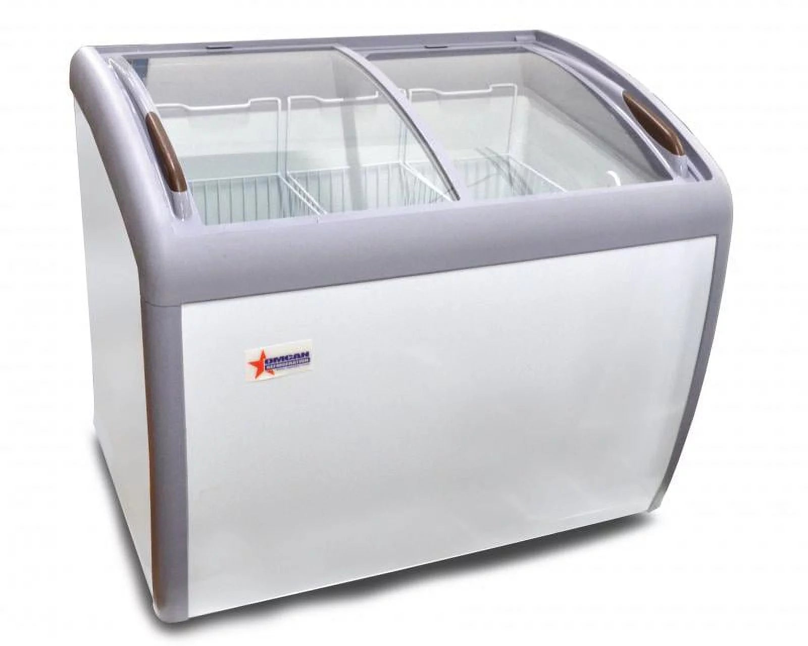 39-INCH ICE CREAM DISPLAY CHEST FREEZER WITH CURVE GLASS TOP