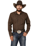 Gibson Trading Co Men's Donovan Medallion Print Long Sleeve Snap Western Shirt Brown Medium