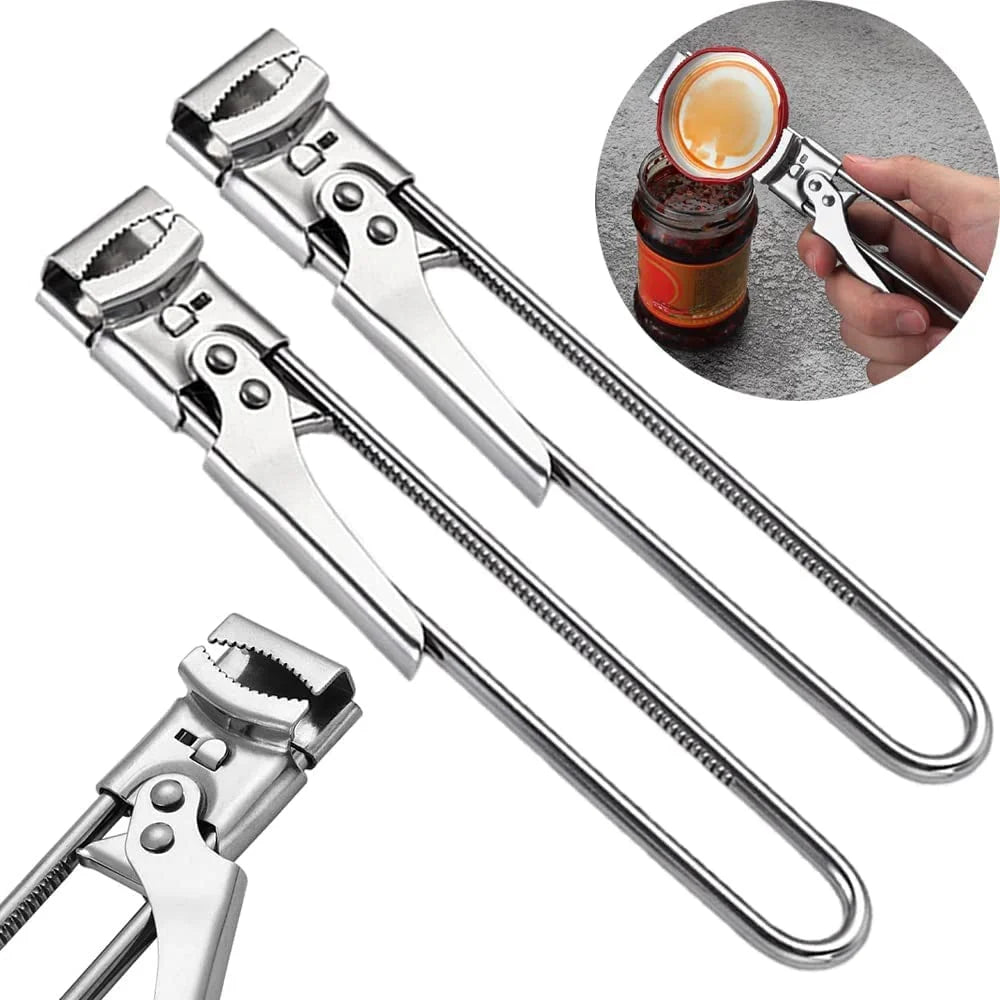 2PCS Adjustable Stainless Steel Can Opener,Adjustable Multifunctional Stainless Steel Can Opener, Jar Opener for Weak Hands, Longer Handheld Bottle Opener for Any-Size lids (2PCS, 7.7 in)