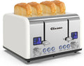 Clixane Toaster 4 Slice, Stainless, LCD Timer, Removal Crumb Tray (White) WT8200E