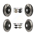 Transit Auto - Front Ceramic Rear Semi-Metallic Pads And Coated Drilled Slotted Disc Brake Rotors Kit For Ford Fusion Lincoln MKZ KDA-101439