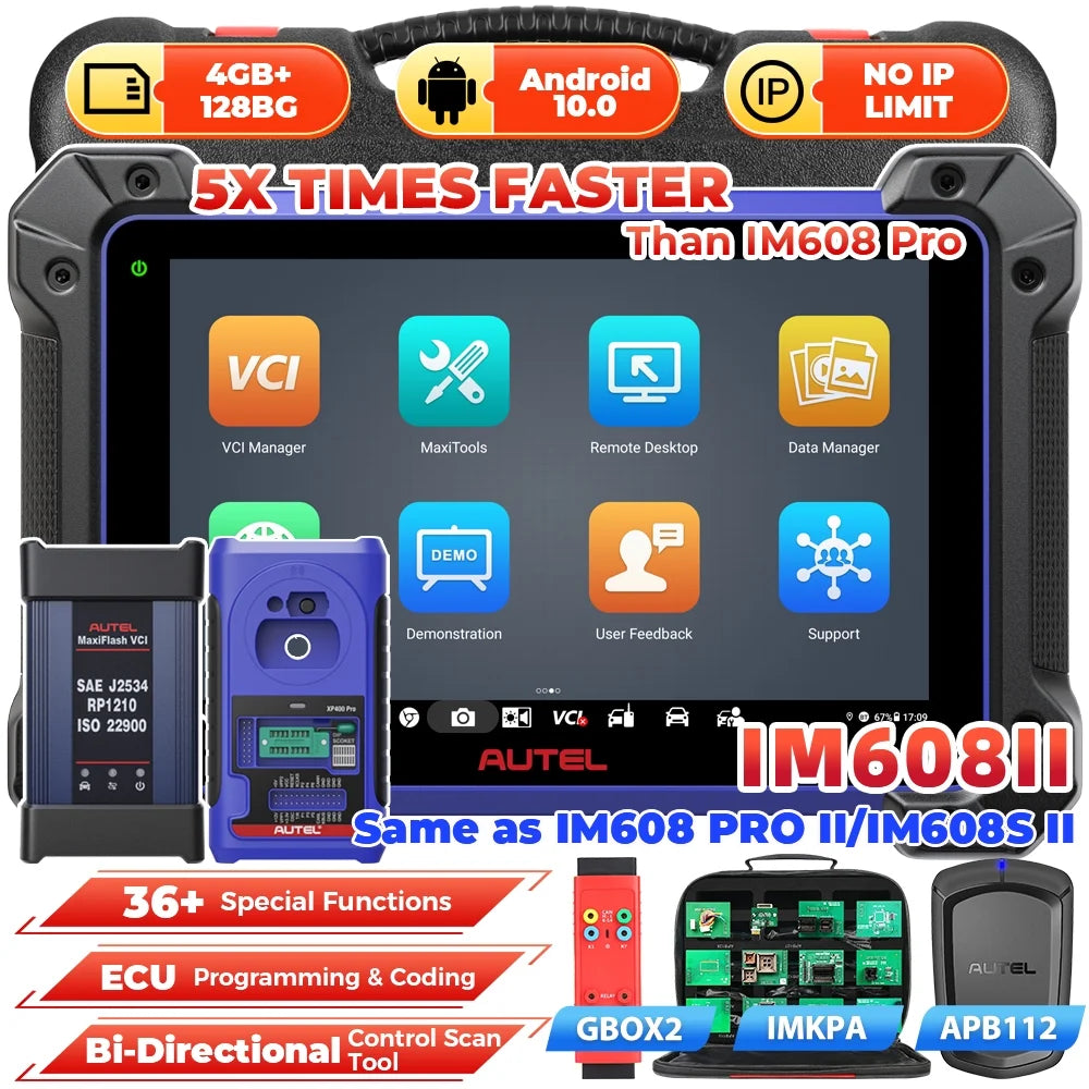 Autel MaxiIM IM608 II IMMO Key Fob Programming Car Diagnostic Scan Tool with XP400 PRO, Advanced ECU Coding, CANFD/DoIP, with Free MKPA-KIT, G-BOX2 & APB112