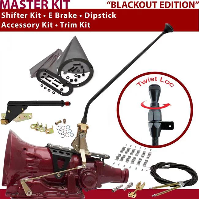 American Shifter  4L80E Shifter Kit Black 23 in. E Brake Cable Clamp Trim Kit Dipstick for DCD41