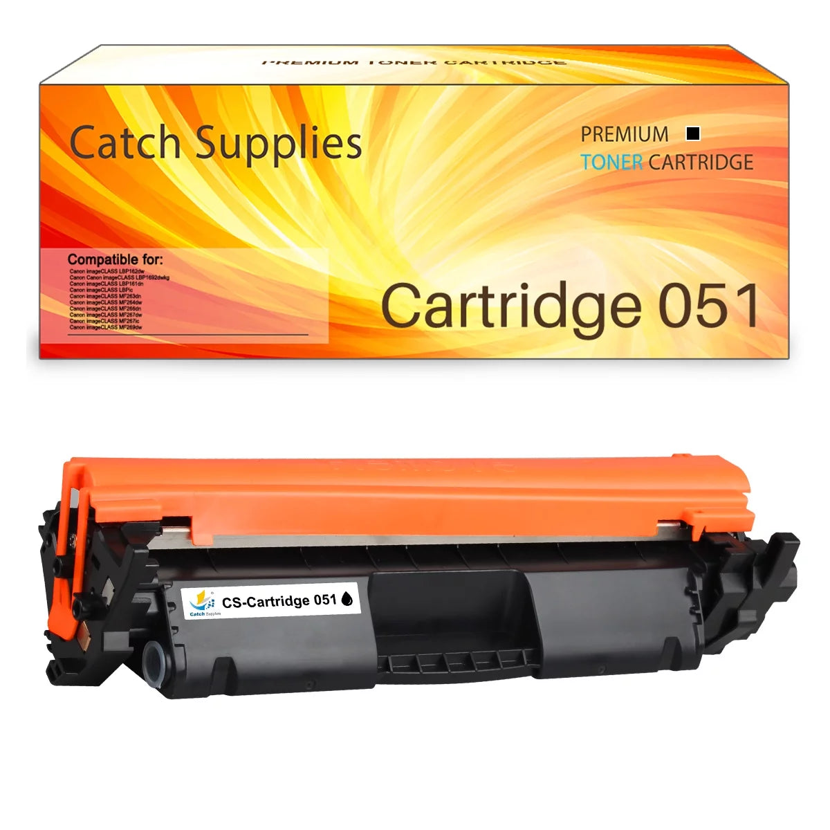 Catch Supplies Compatible Toner Replacement for Canon 051 CRG-051 Work with imageCLASS LBP162dw LBP1692dwkg LBP161dn ic MF263dn MF264dw MF266dn MF267dw ic MF269dw Laser Printer Ink (Black, 1-Pack)
