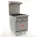 General Foodservice Gas Range with Oven, 4 Burners, 120,000 BTU, 24, in Stainless Steel (GR4-24NG)