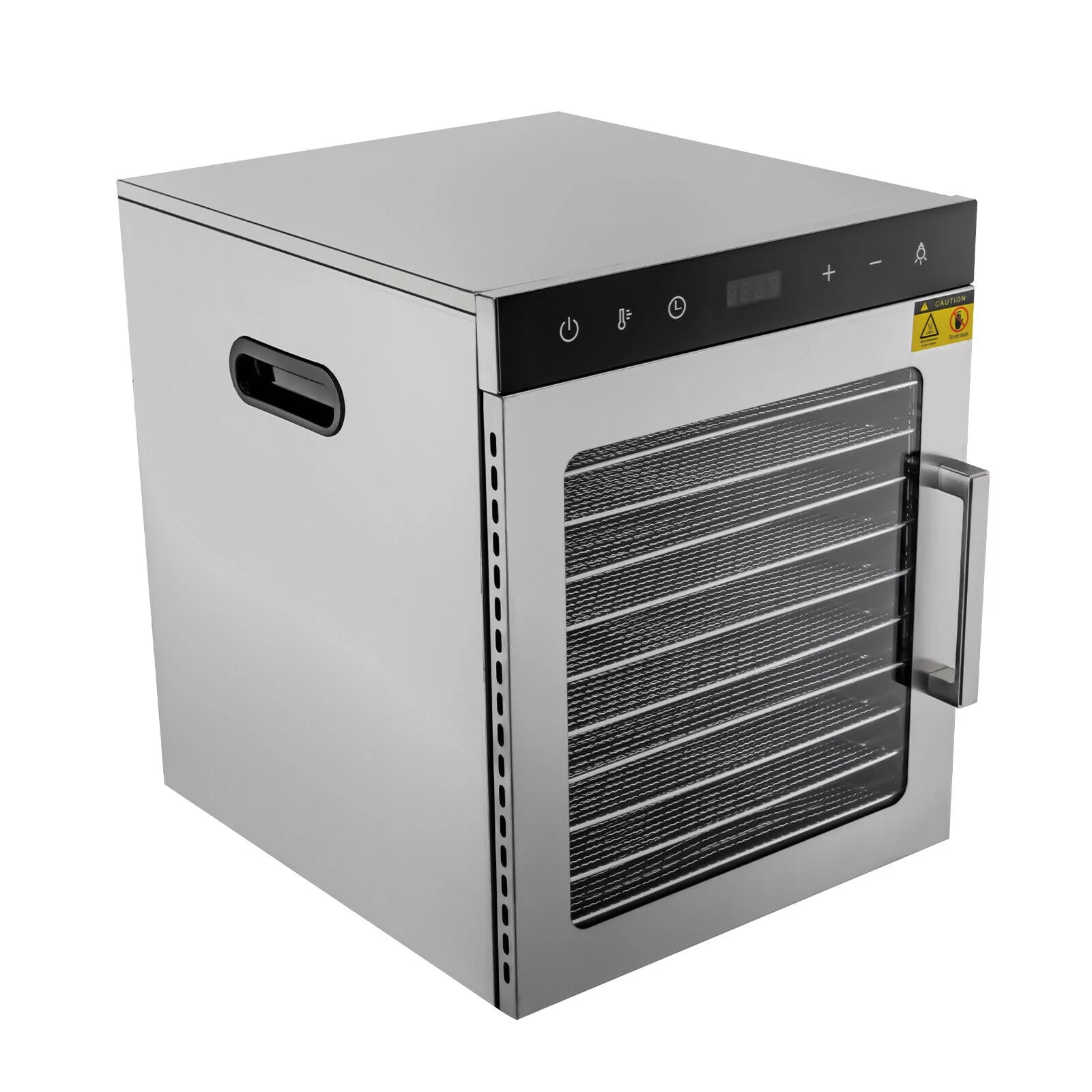 800w 30-90¡æ 10 Trays Commercial Food Dehydrator 10-Tray Stainless Steel Fruit Meat Jerky Dryer&Timer Built-in LED Light
