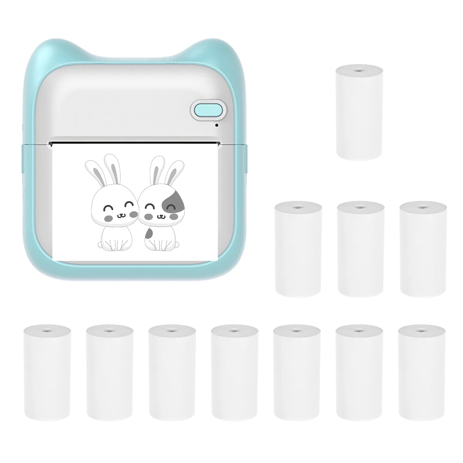 Ametoys Mini Pocket Photo Printer Portable Thermal Printing Machine 203dpi Wireless BT Connection for Picture Lable DIY Handcraft List Meno Notes Journal Receipt Paper Instant Printer Sticker with 1