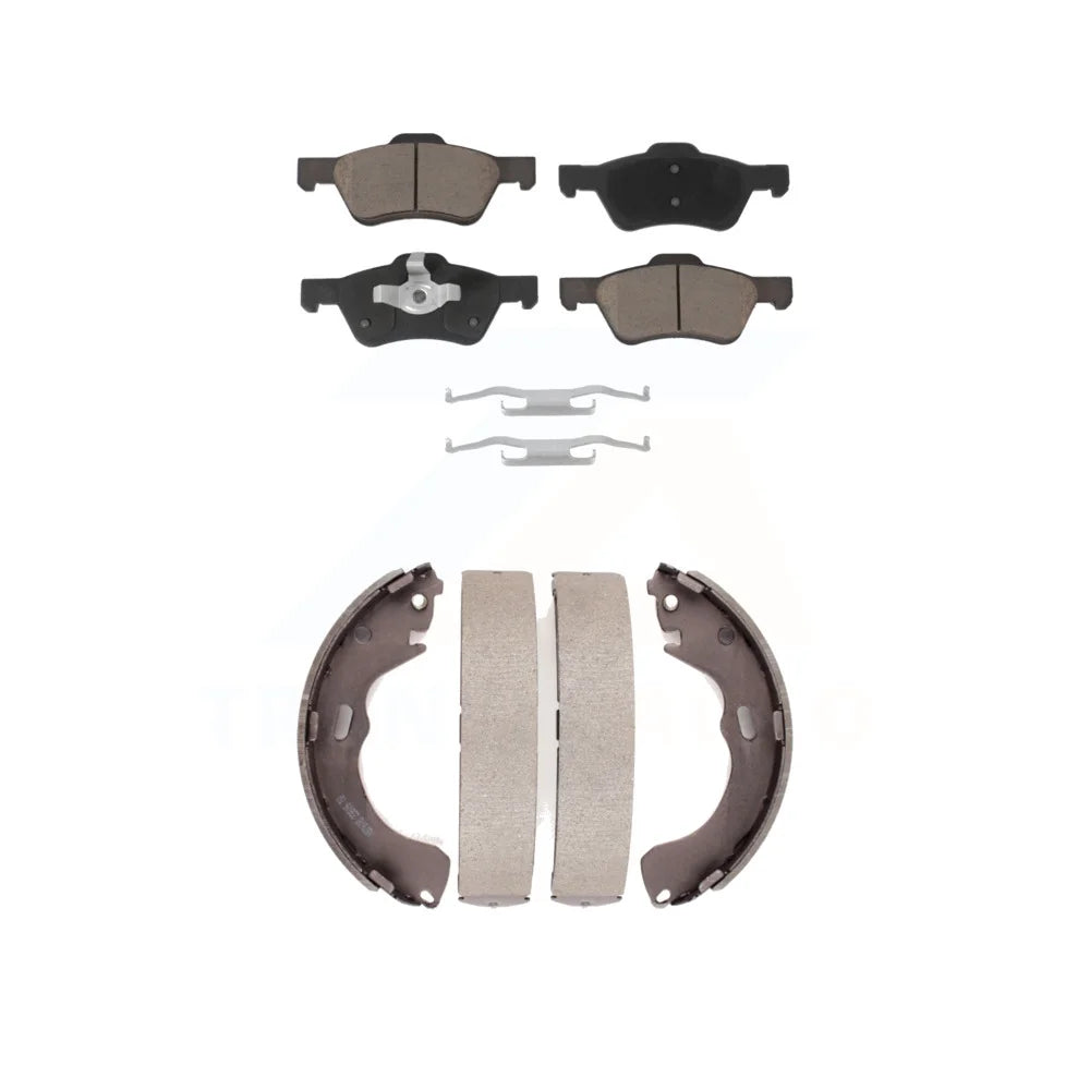 Transit Auto - Front Rear Ceramic Brake Pads And Drum Shoes Kit For Ford Escape Mazda Tribute Mercury Mariner KCN-100433