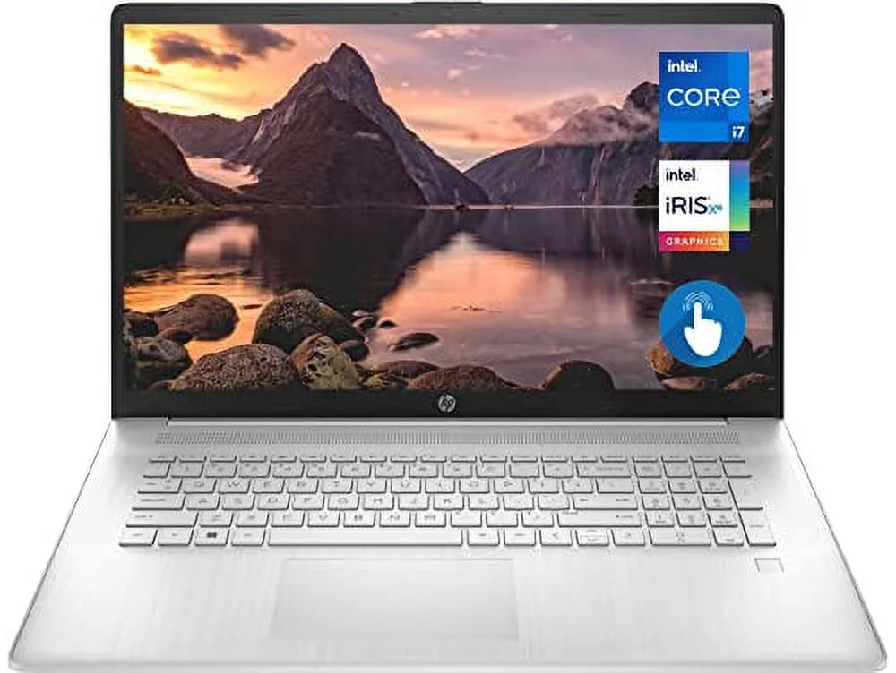 HP 17 Laptop, 17.3 HD+ Touchscreen, 12th Gen Intel i7-1255U Processor, 64GB DDR4 RAM, 1TB SSD, Wi-Fi 6, Webcam, Backlit Keyboard, Fingerprint Reader, HDMI, Windows 11 Home, Silver