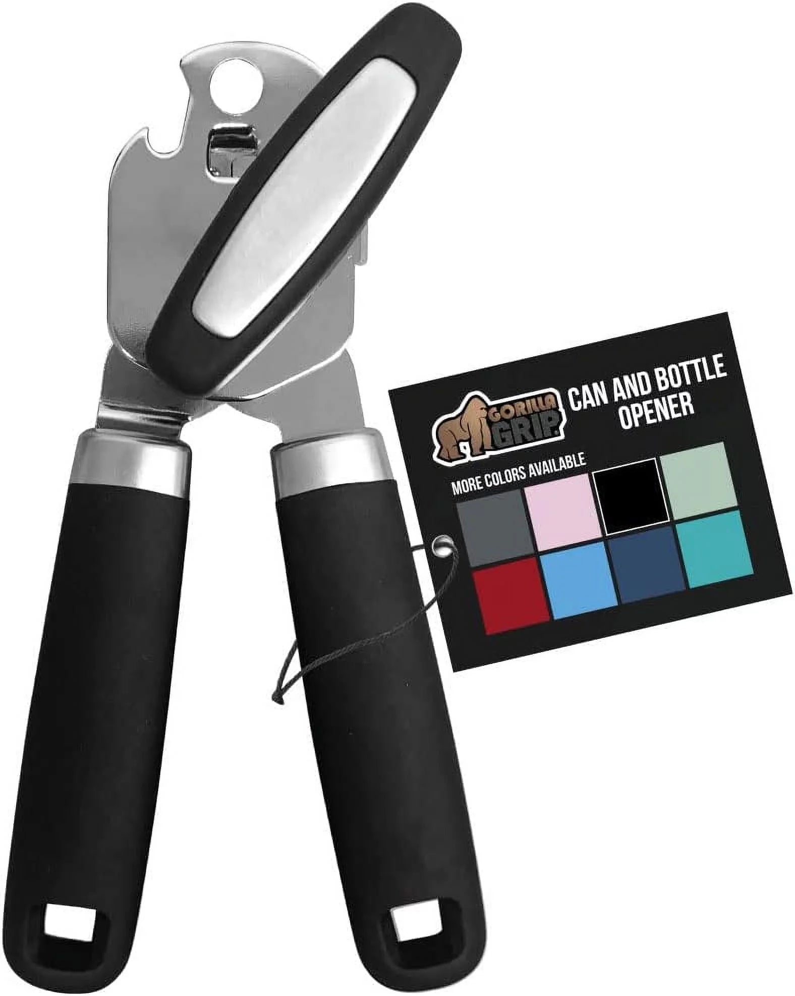The Original Heavy Duty Stainless Steel Smooth Edge Manual Hand Held Can Opener With Soft Touch Handle, Rust Proof Oversized Handheld Easy Turn Knob, Best Large Lid Openers