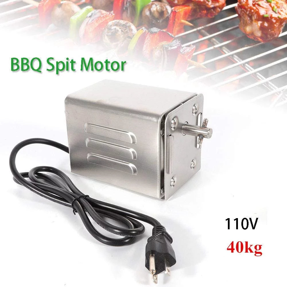 Fetcoi,10 Electric Motor Stainless Steel BBQ Grill Roaster Goat Pig Chicken BBQ Spit Rotisserie Roaster