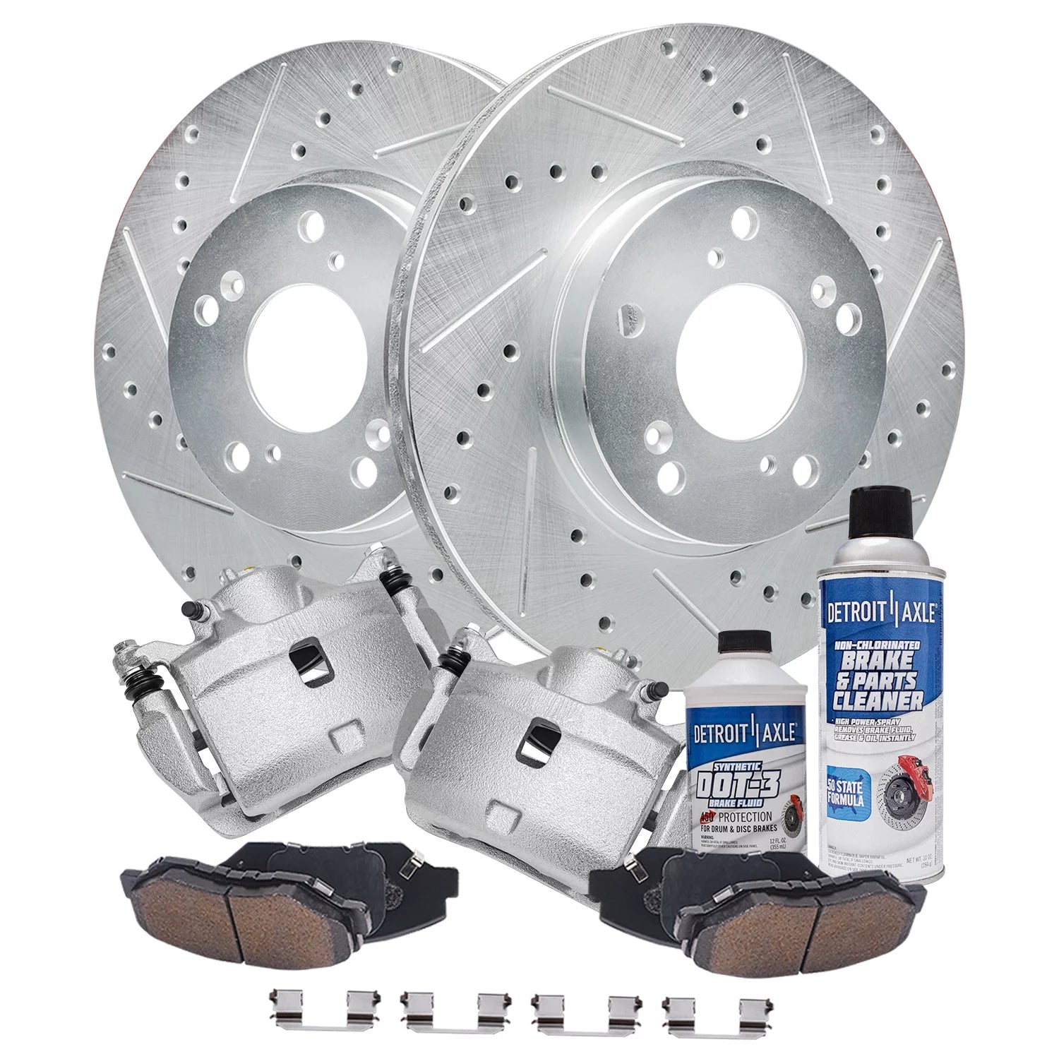 Detroit Axle - Front Drilled Slotted Brakes and Rotors Brake Pads Brake Calipers Replacement for Honda Element Fits select: 2002-2004 HONDA CR-V EX, 2003-2011 HONDA ELEMENT EX
