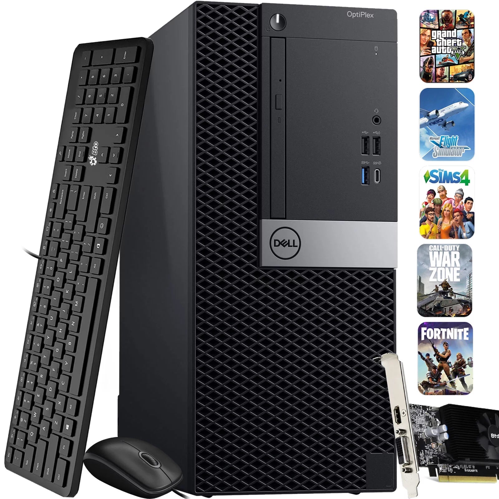Restored Dell OptiPlex Gaming Desktop Computer Tower Intel Hexa Core i7-8700 Processor, 16GB DDR4 Ram, 512GB SSD, GT 1030, Bto Wi-Fi Windows 11 (Refurbished)