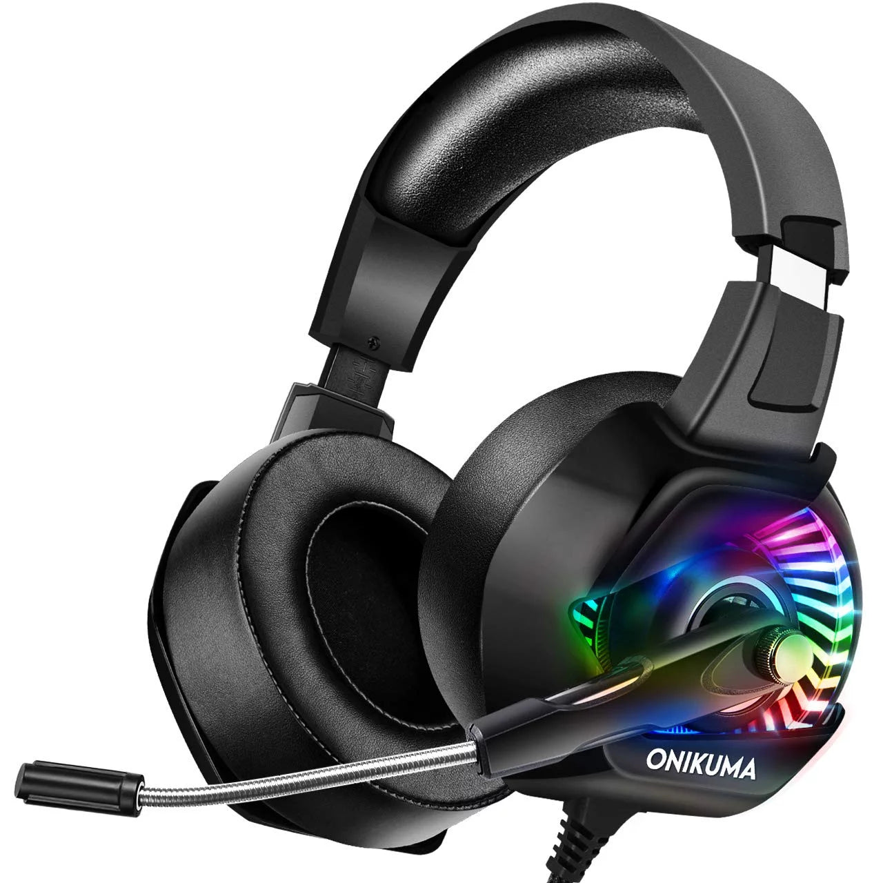Happyline PS4 Headset Xbox One Headset with Mic, Gaming Headset for PS4, Xbox One, PC, Over Ear Noise-Canceling Gaming Headphones with 7.1 Surround Sound& RGB LED Light
