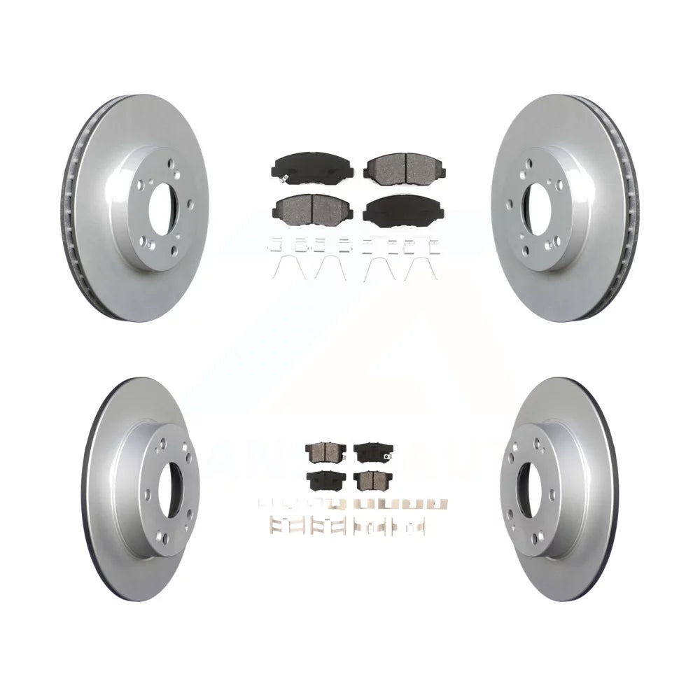 Transit Auto - Front Rear Coated Disc Brake Rotors And Semi-Metallic Pads Kit For Honda Civic Acura ILX KGS-100763