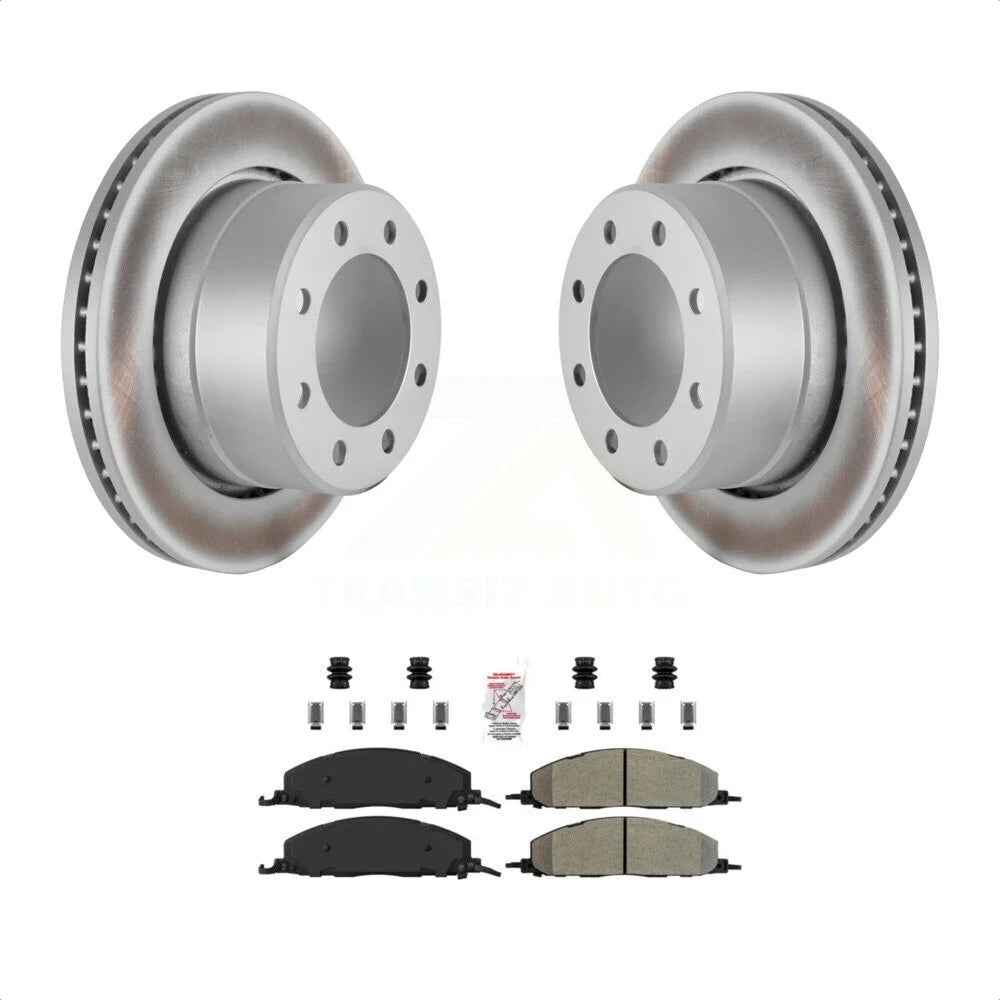 Transit Auto - Rear Coated Disc Brake Rotors And Semi-Metallic Pads Kit For Ram 2500 3500 1500 Dodge KGA-103377