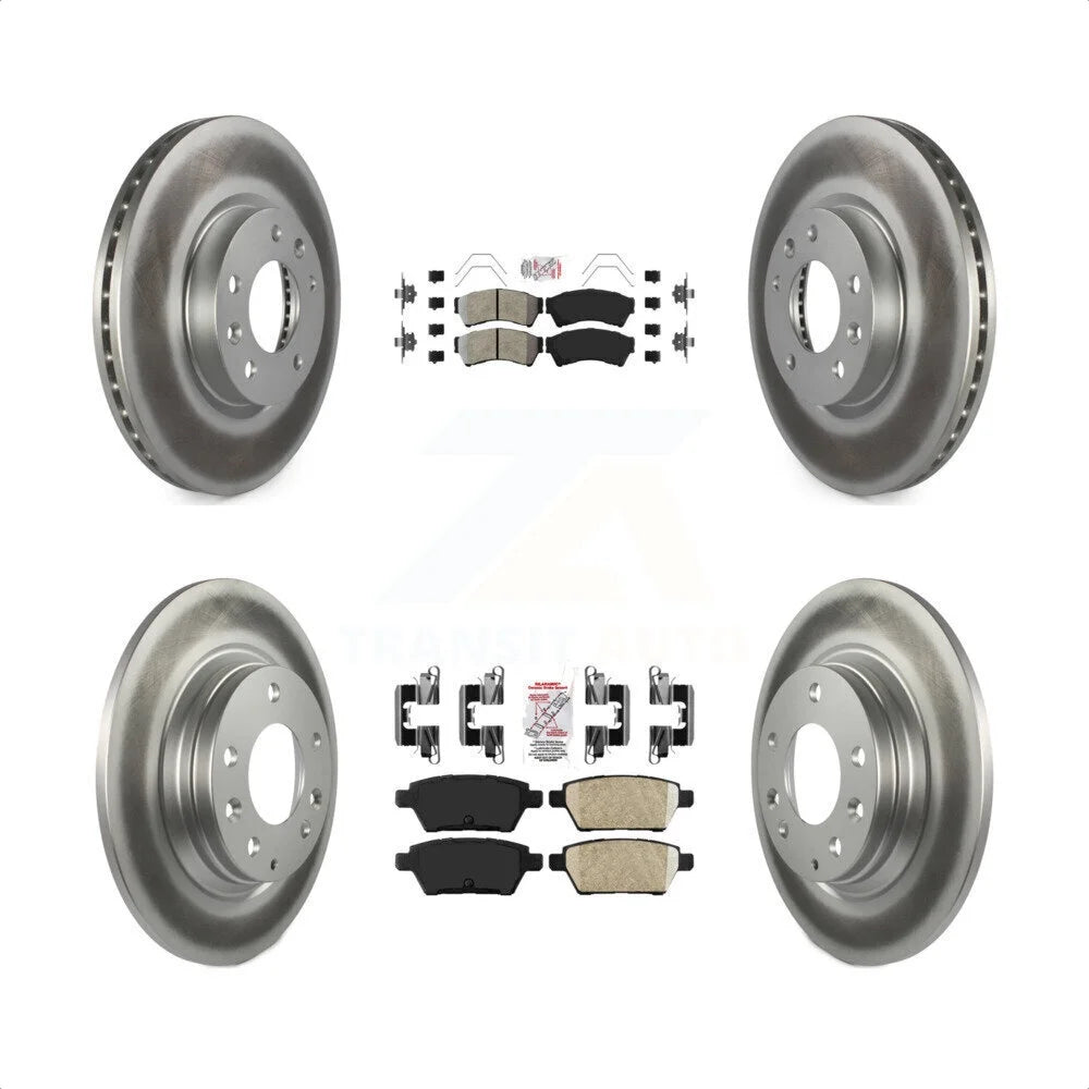Transit Auto - Front Semi-Metallic Rear Ceramic Pads And Coated Disc Brake Rotors Kit For Ford Fusion Mazda 6 Lincoln MKZ Mercury Milan Zephyr KGA-101573