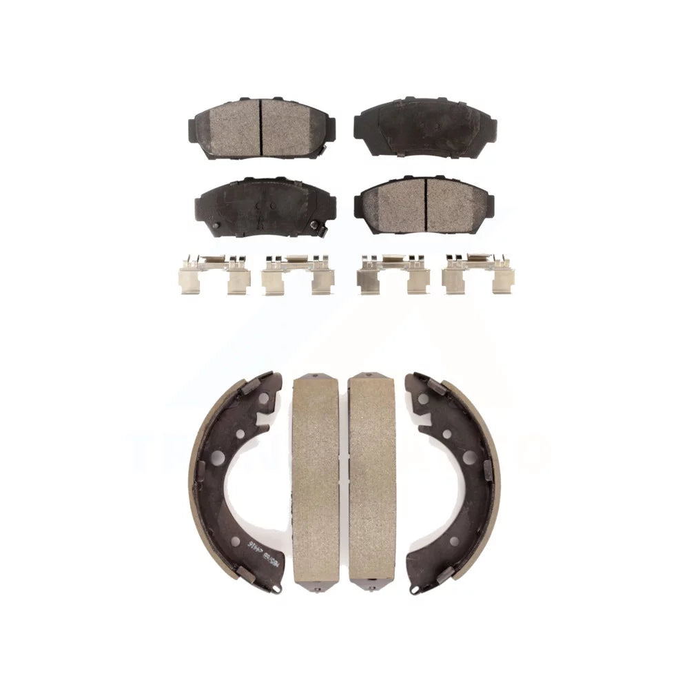 Transit Auto - Front Rear Ceramic Brake Pads And Drum Shoes Kit For Honda Civic KTN-100104