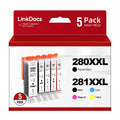 280XXL 281XXL Ink Cartridge Replacement for Canon PGI-280XXL CLI-281XXL work for PIXMA TR7520 TR8520 TS6120 TS6220 TS6320 TS8120 TS8220 TS9120 TS9520 TS9521C Printer (5 Pack)