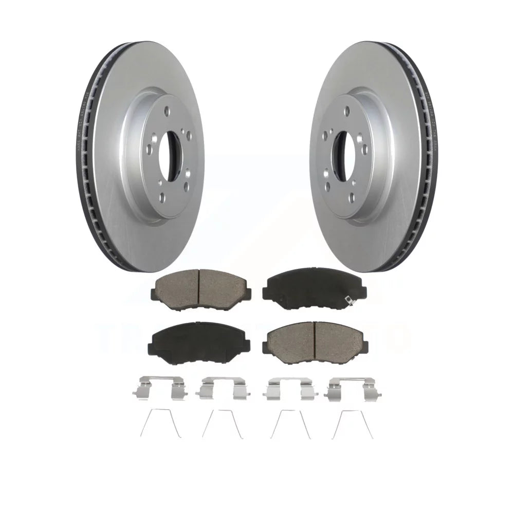 Transit Auto - Front Coated Disc Brake Rotors And Ceramic Pads Kit For 2015 Honda Civic EX with Manual transmission KGC-100315