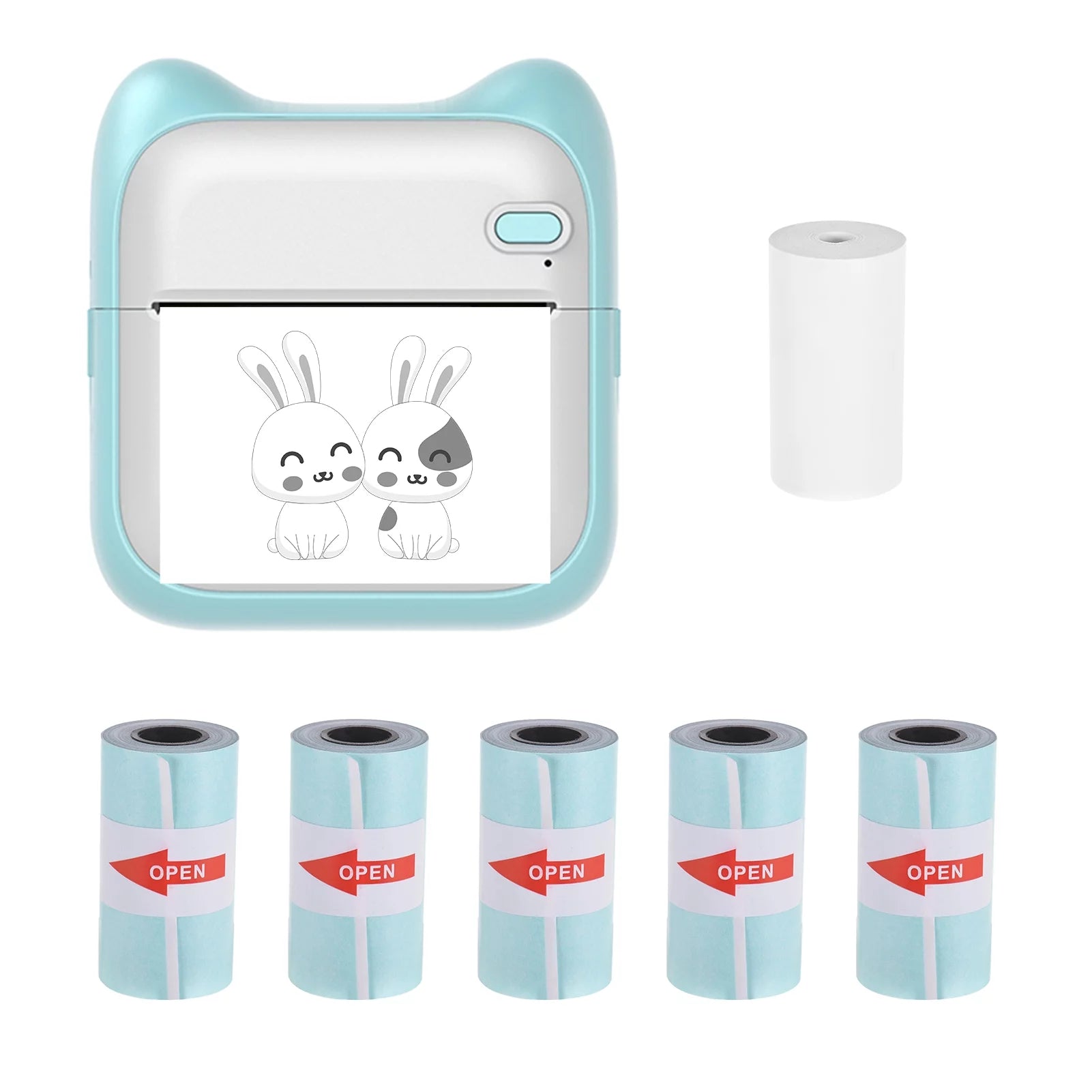 Andoer Pocket Photo Printer Portable Thermal Printing Machine 203dpi Wireless BT Connection for Picture Lable DIY Handcraft List Meno Notes Journal Receipt Paper Instant Printer Sticker with 5 Rol