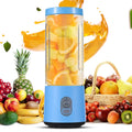 Lixada USB Rechargeable Portable Blender 15oz Stainless Steel for Shakes Smoothies Leakproof Waterproof Lid Fresh Juice Home Travel Sport Office Blue