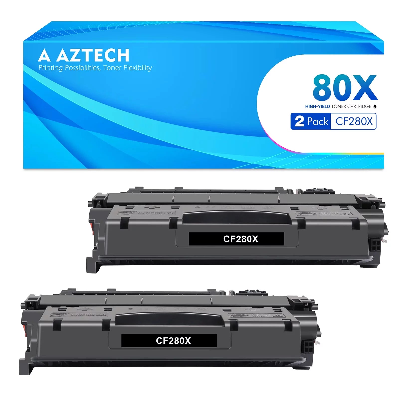 80X Toner Cartridge Compatible for HP 80X CF280X 80A CF280A Pro 400 M401DNE M401A M401D M401N 401DNE MFP M425DN Printer Ink (CF280XD | Black, 2-Packs)