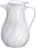 Push Button Insulated Beverage Server With Swirl Design, 42-Ounce, White