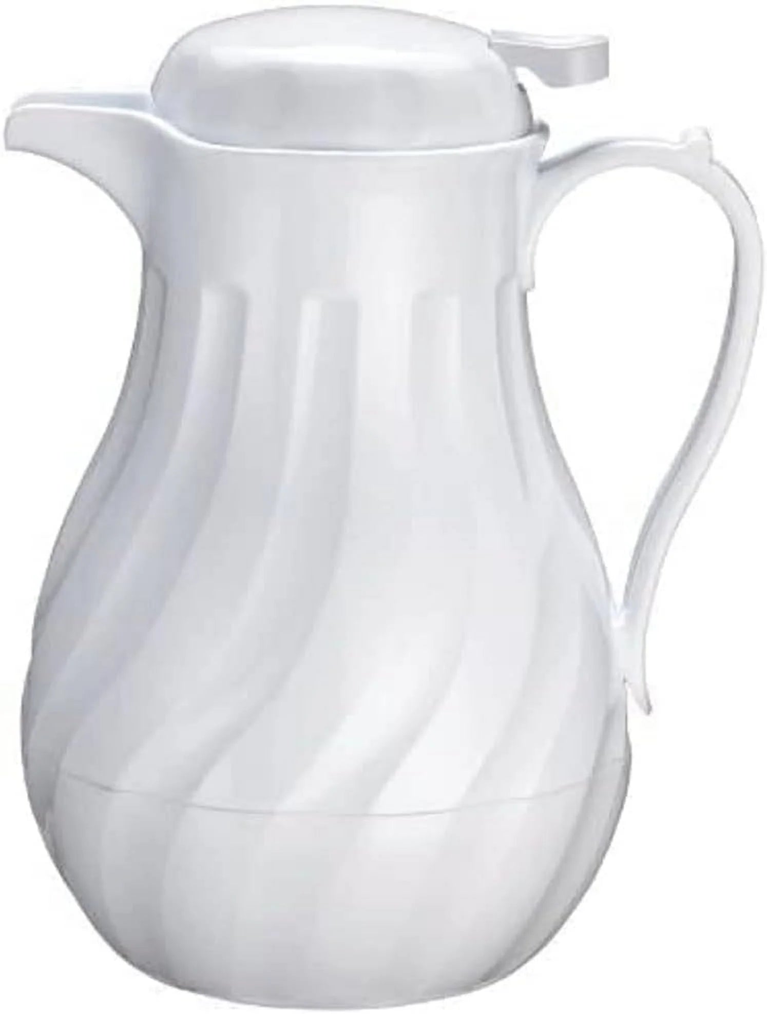 Push Button Insulated Beverage Server With Swirl Design, 42-Ounce, White